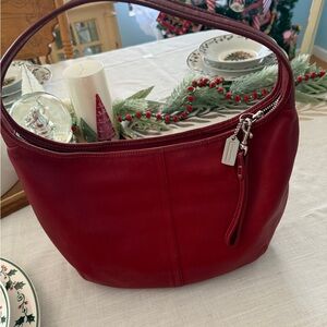 Coach Red Leather Hobo Bag